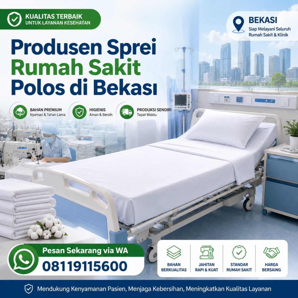 Produsen Sprei Rumah Sakit Polos Bekasi