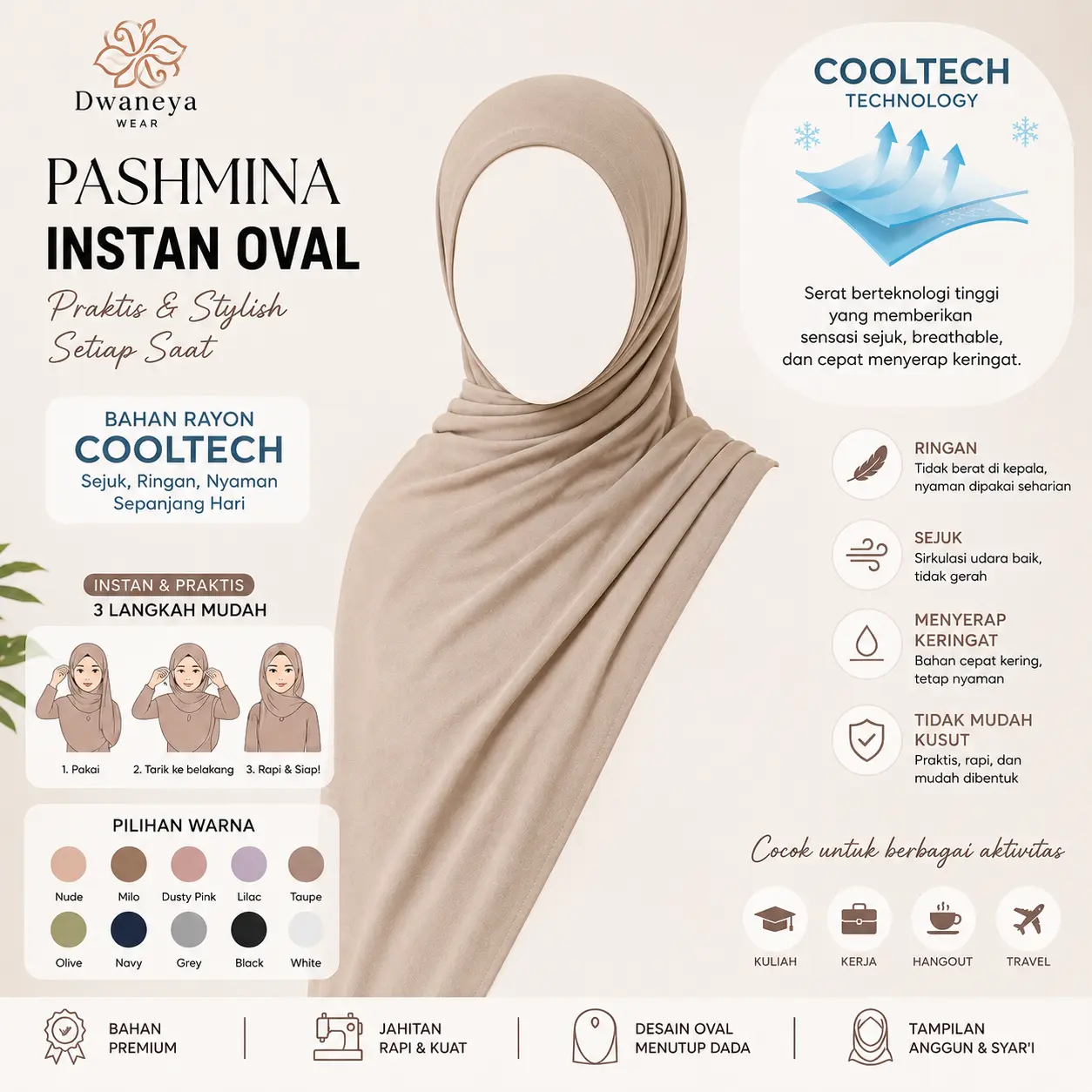 Pashmina Instan Oval Dwaneya Wear