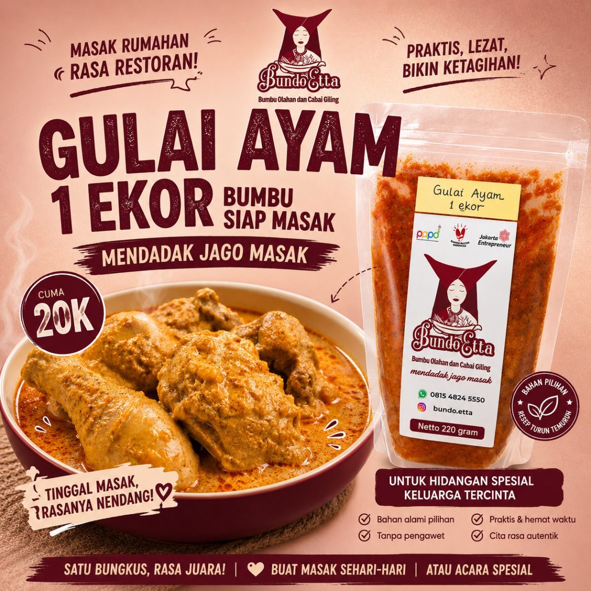 Bumbu Gulai Ayam untuk 1 ekor