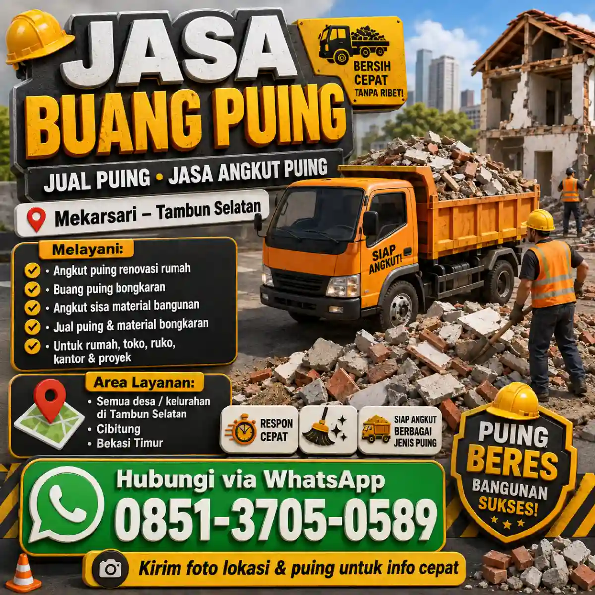 Jasa Buang Puing Tambun Selatan Bekasi