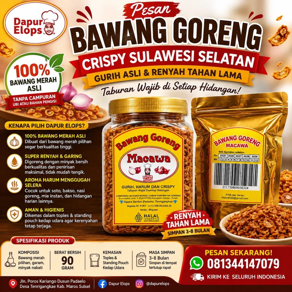 Pesan Bawang Goreng Crispy Sulawesi Selatan Gurih Asli