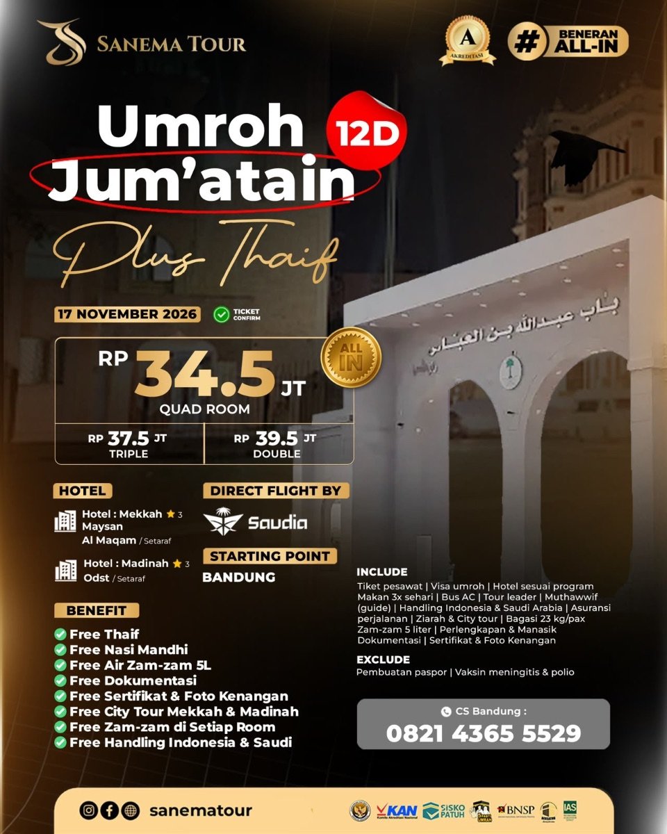 Umroh Berkah 12D + Thaif